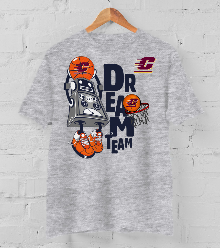 Central Michigan Dream Team Robot Basketball Sneaker T-Shirt