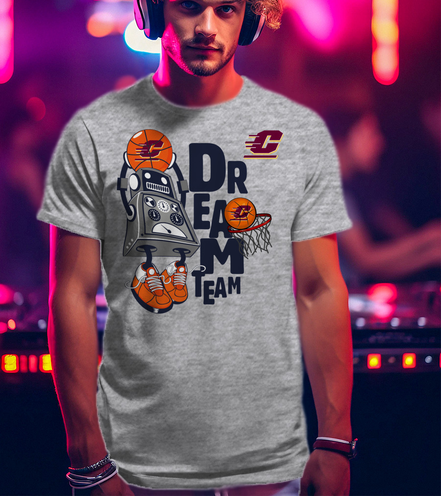 Central Michigan Dream Team Robot Basketball Sneaker T-Shirt