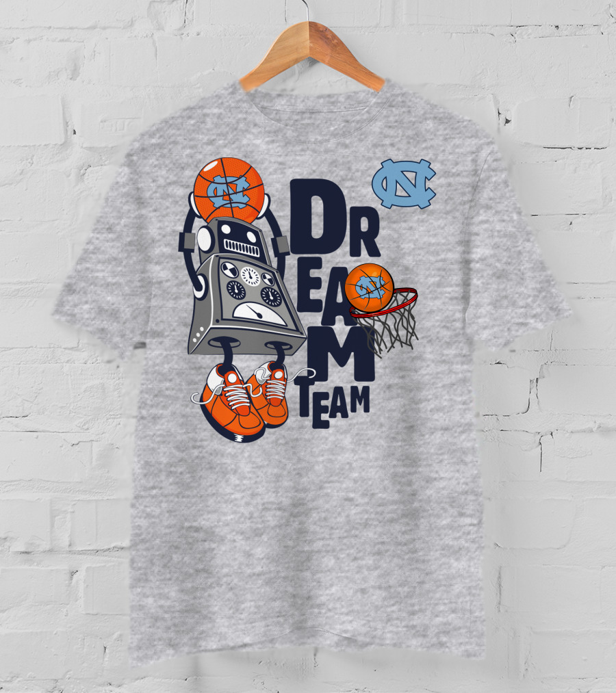 North Carolina Dream Team Basketball Robot Sneakers Iconic Blue T-Shirt