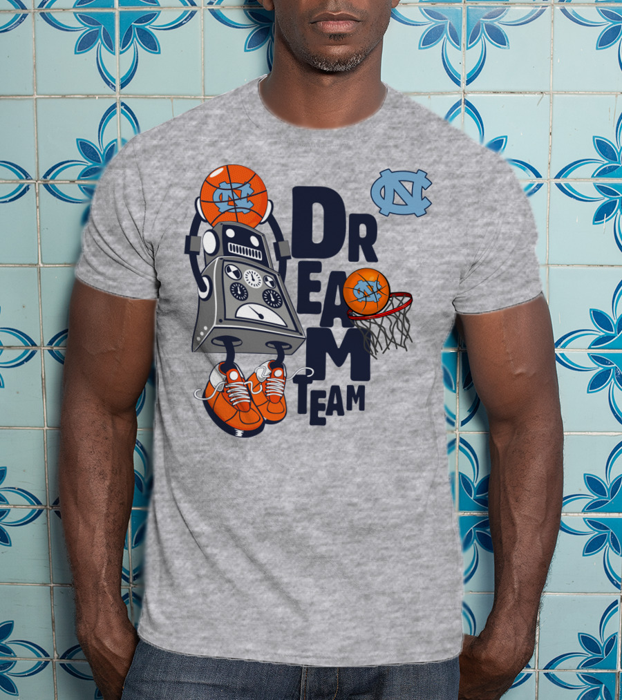 North Carolina Dream Team Basketball Robot Sneakers Iconic Blue T-Shirt