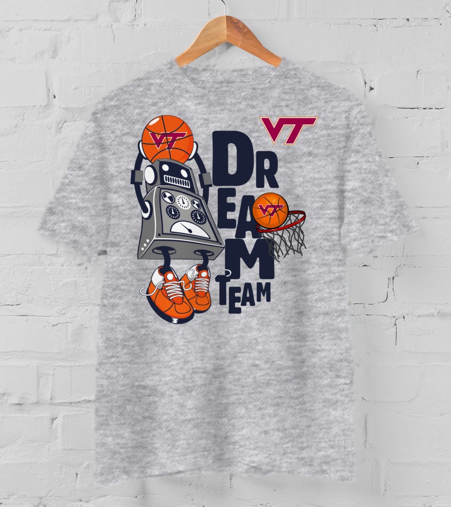 Virginia Tech Vt Dream Team Basketball Robot T-Shirt