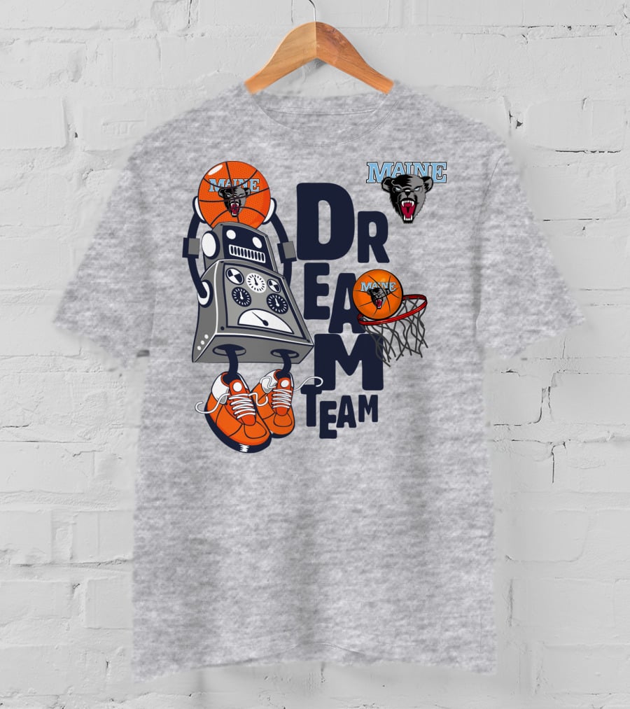 Maine Black Bears Dream Team Basketball Robot And Hoop T-Shirt