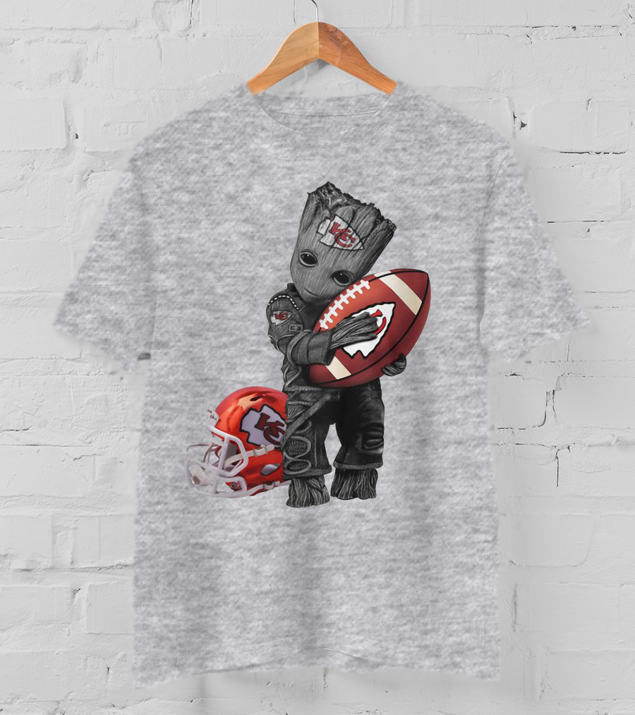 Kansas City Chiefs Baby Groot Football Helmet T-Shirt