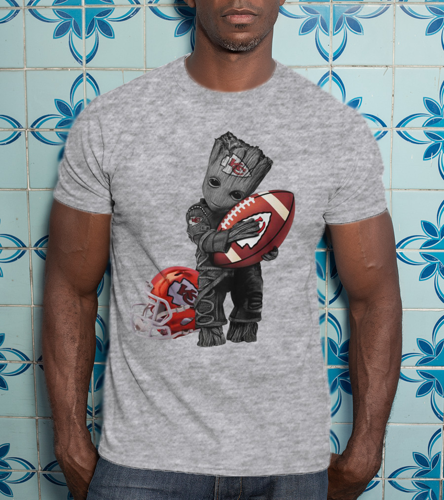 Kansas City Chiefs Baby Groot Football Helmet T-Shirt