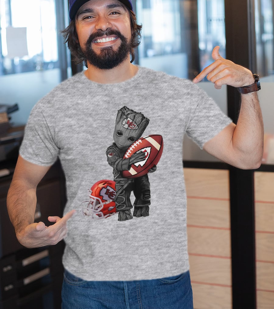 Kansas City Chiefs Baby Groot Football Helmet T-Shirt