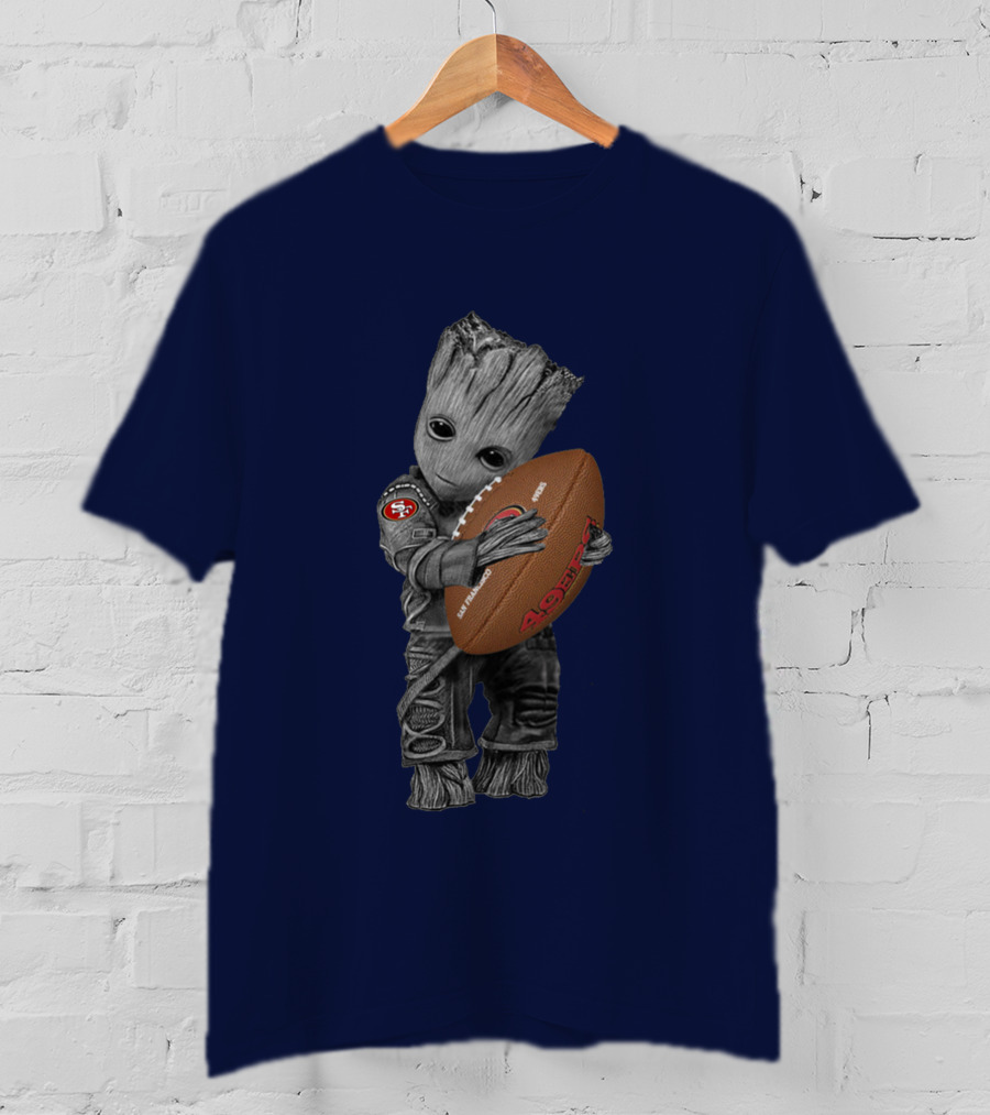 49ers Baby Groot Holding Football Nfl Crossover T-Shirt
