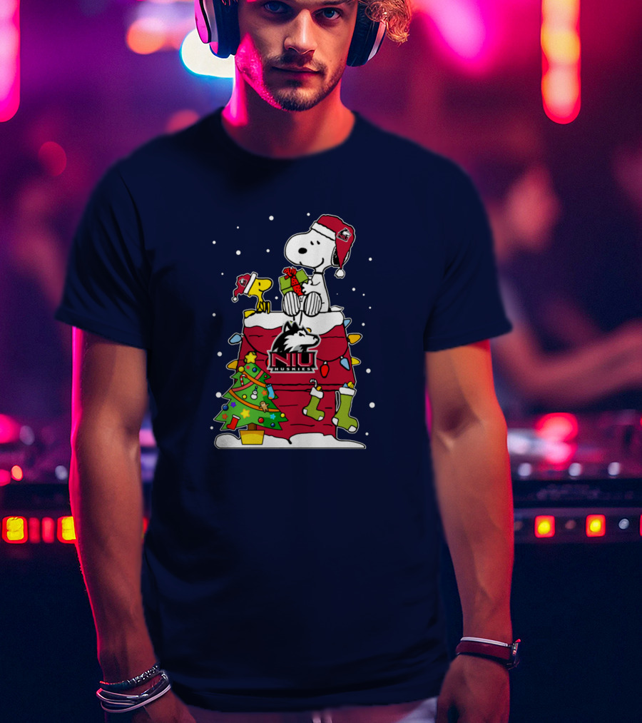 Northern Illinois Huskies Snoopy Woodstock Christmas Happy New Year T-Shirt