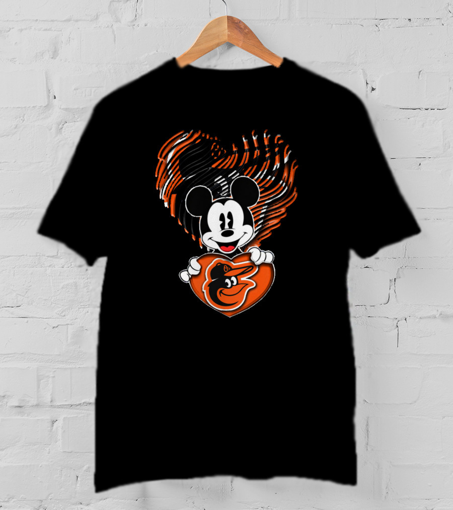 Baltimore Orioles Mickey Mouse Heart T-Shirt