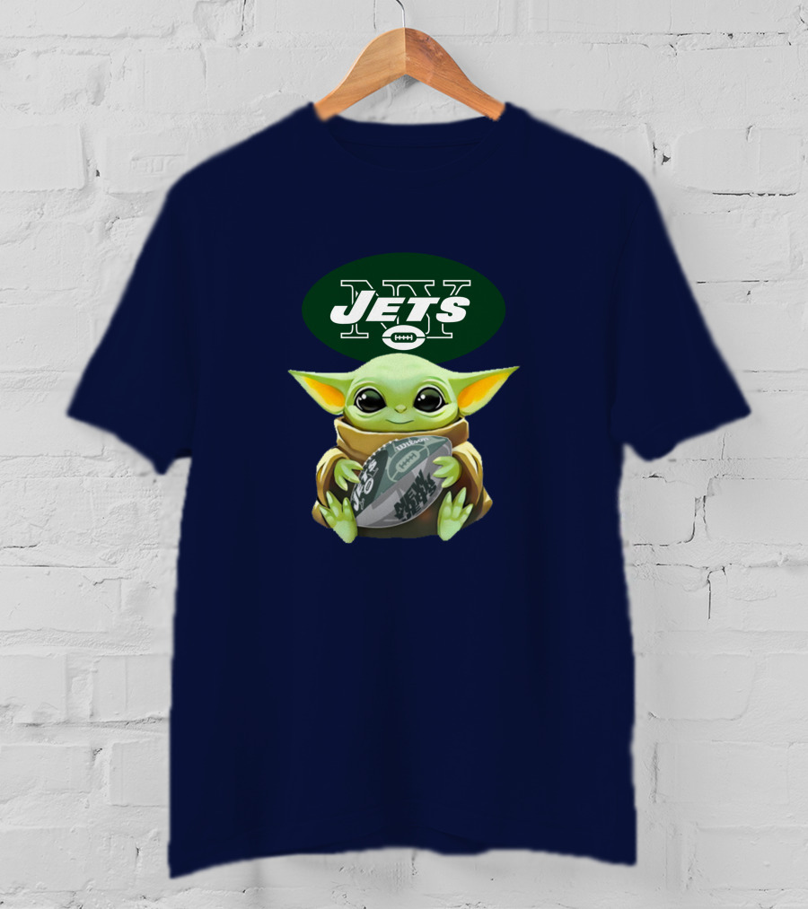 Jets Baby Yoda Holding Football New York T-Shirt
