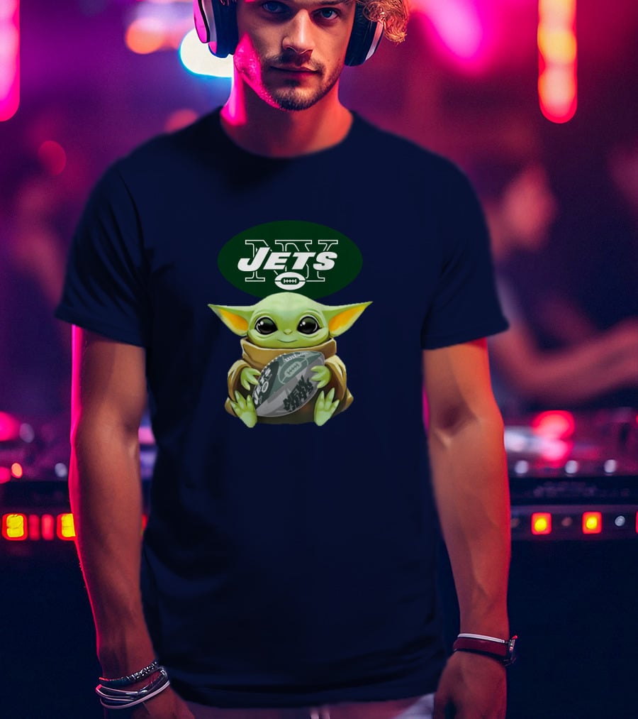 Jets Baby Yoda Holding Football New York T-Shirt