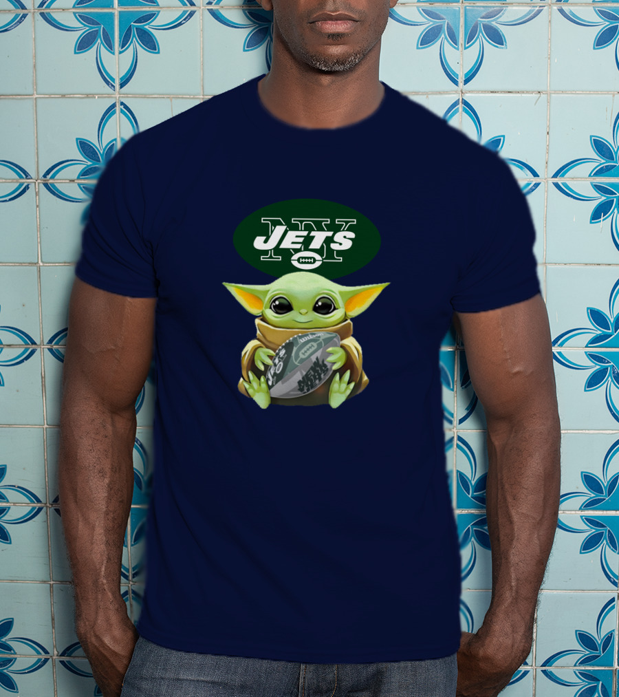 Jets Baby Yoda Holding Football New York T-Shirt