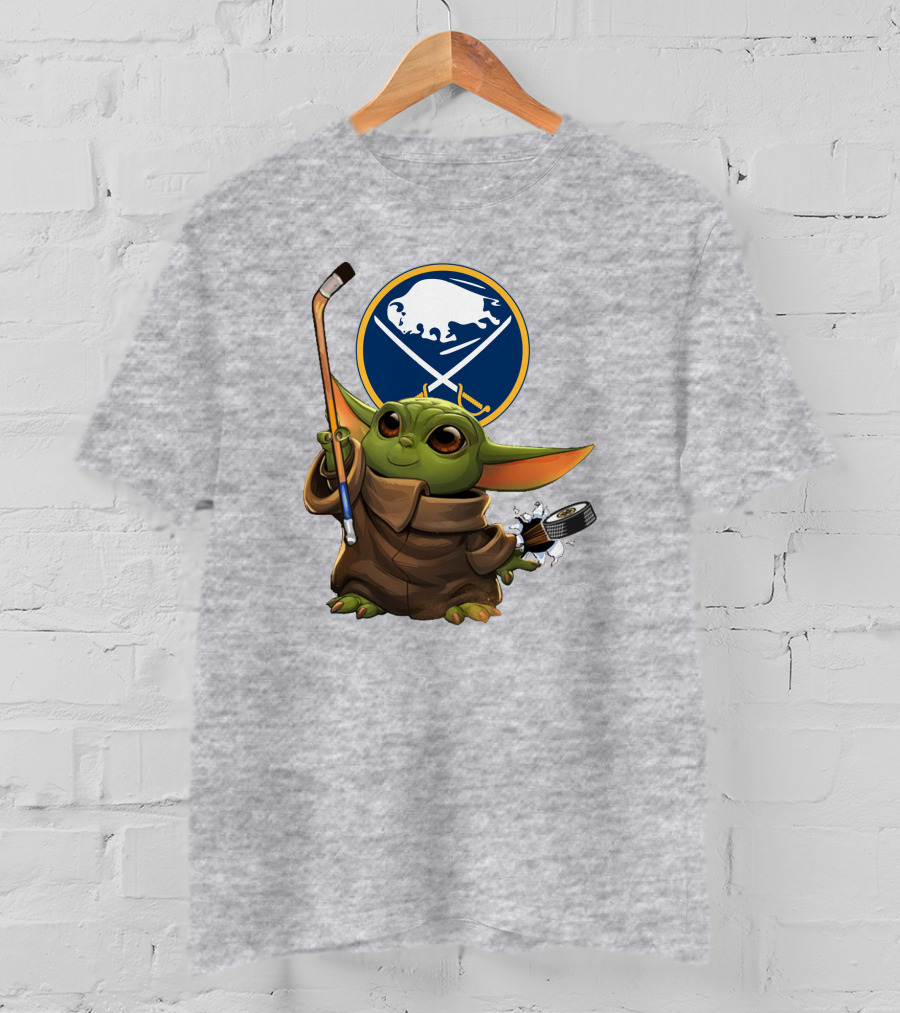 Buffalo Sabres Baby Yoda Hockey Stick And Puck T-Shirt