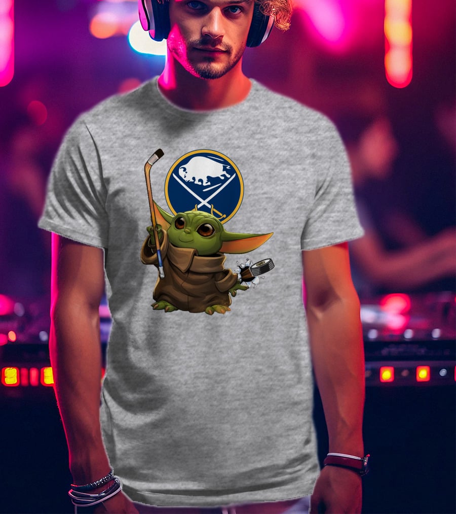 Buffalo Sabres Baby Yoda Hockey Stick And Puck T-Shirt