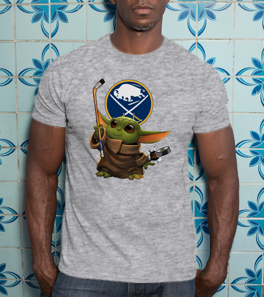 Buffalo Sabres Baby Yoda Hockey Stick And Puck T-Shirt
