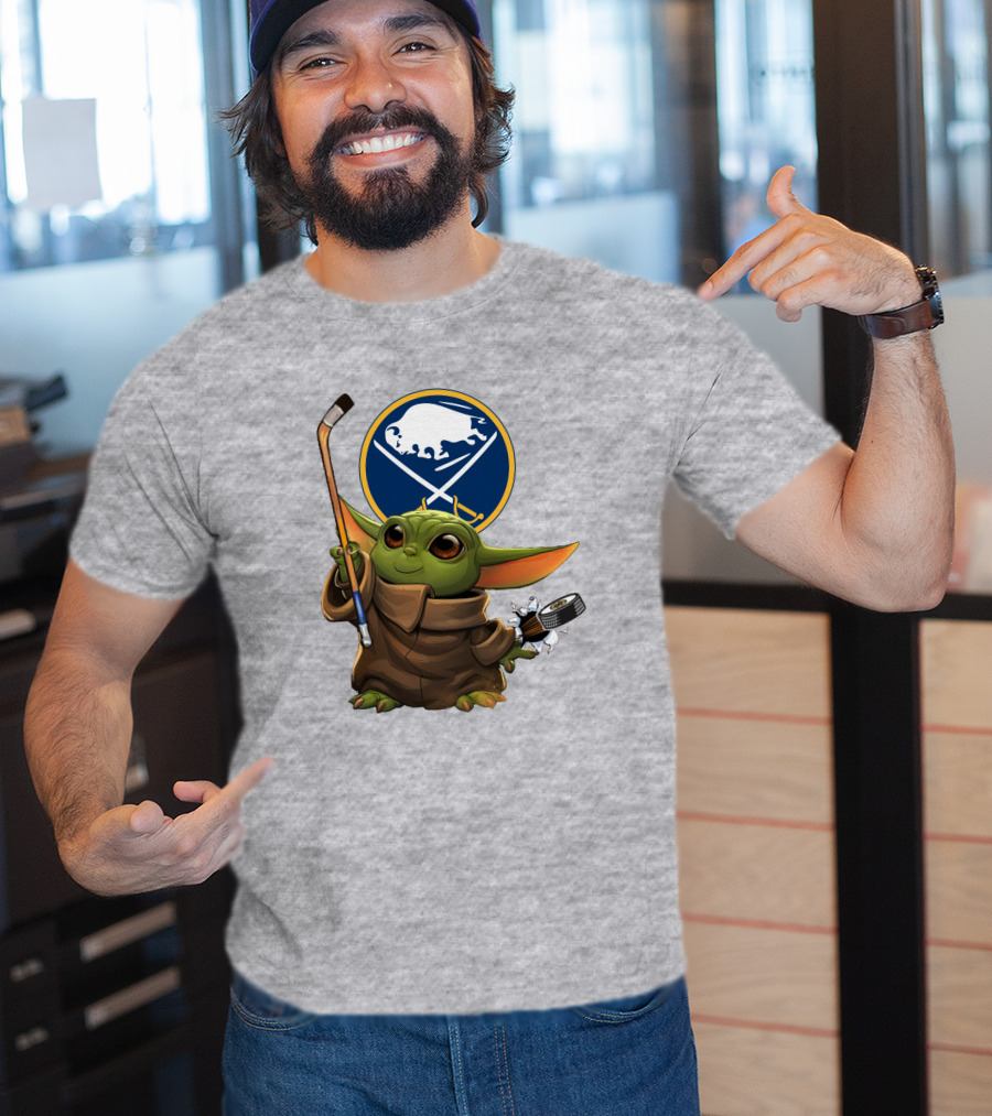 Buffalo Sabres Baby Yoda Hockey Stick And Puck T-Shirt