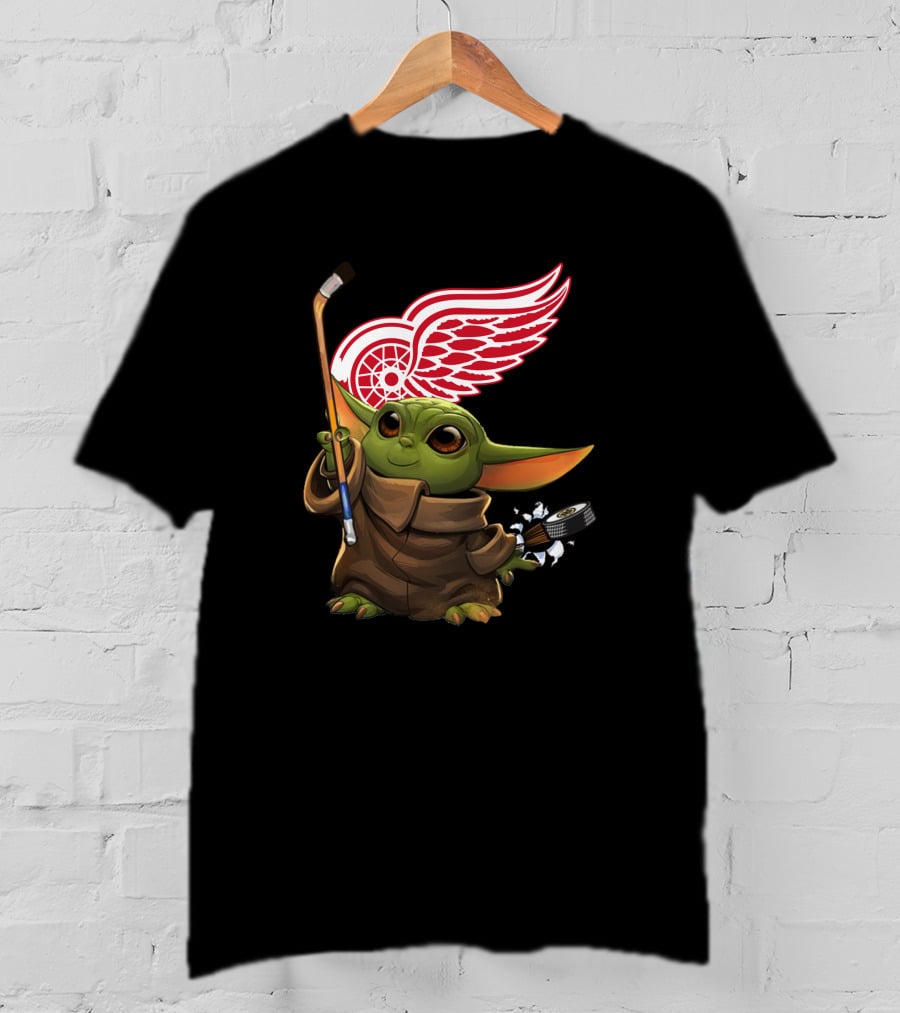 Detroit Red Wings Baby Yoda Hockey T-Shirt