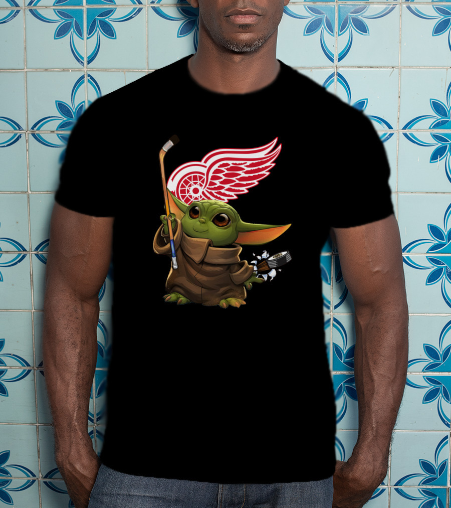 Detroit Red Wings Baby Yoda Hockey T-Shirt