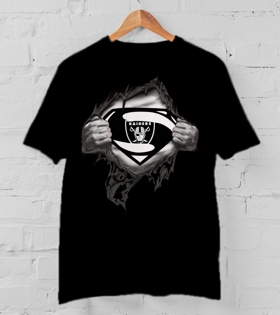 Superman Raiders Chest Reveal Emblem Oakland Nfl Fusion T-Shirt