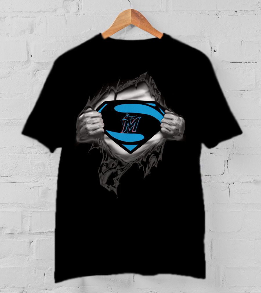 Miami Marlins Superman Logo Reveal T-Shirt