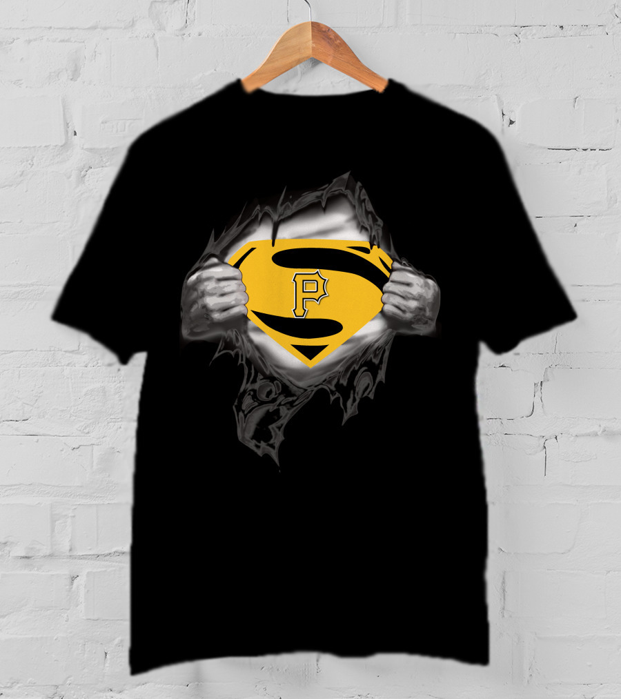 Pittsburgh Pirates Superman Logo Hands Ripping Open T-Shirt