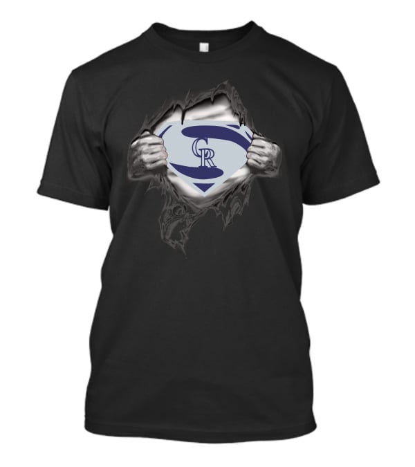 Colorado Rockies Super Man Logo Emblem Rip T-Shirt