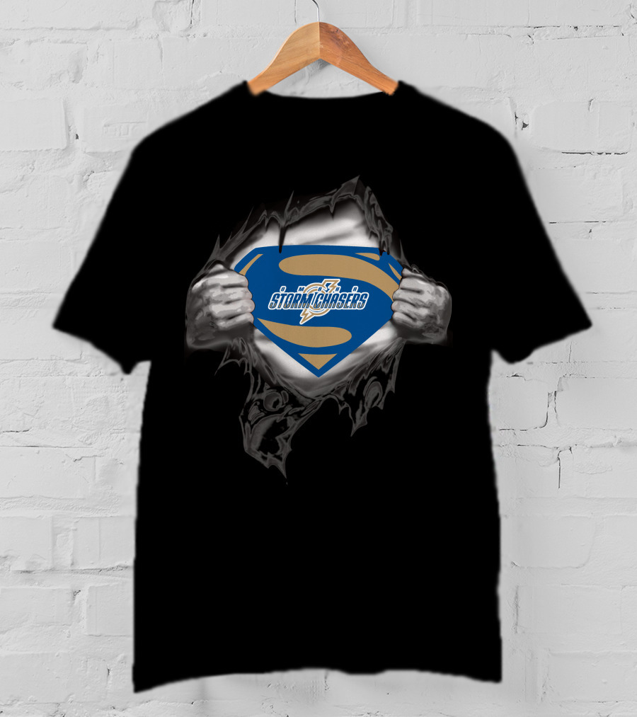 Omaha Storm Chasers Superman Logo Rip Through Hero T-Shirt