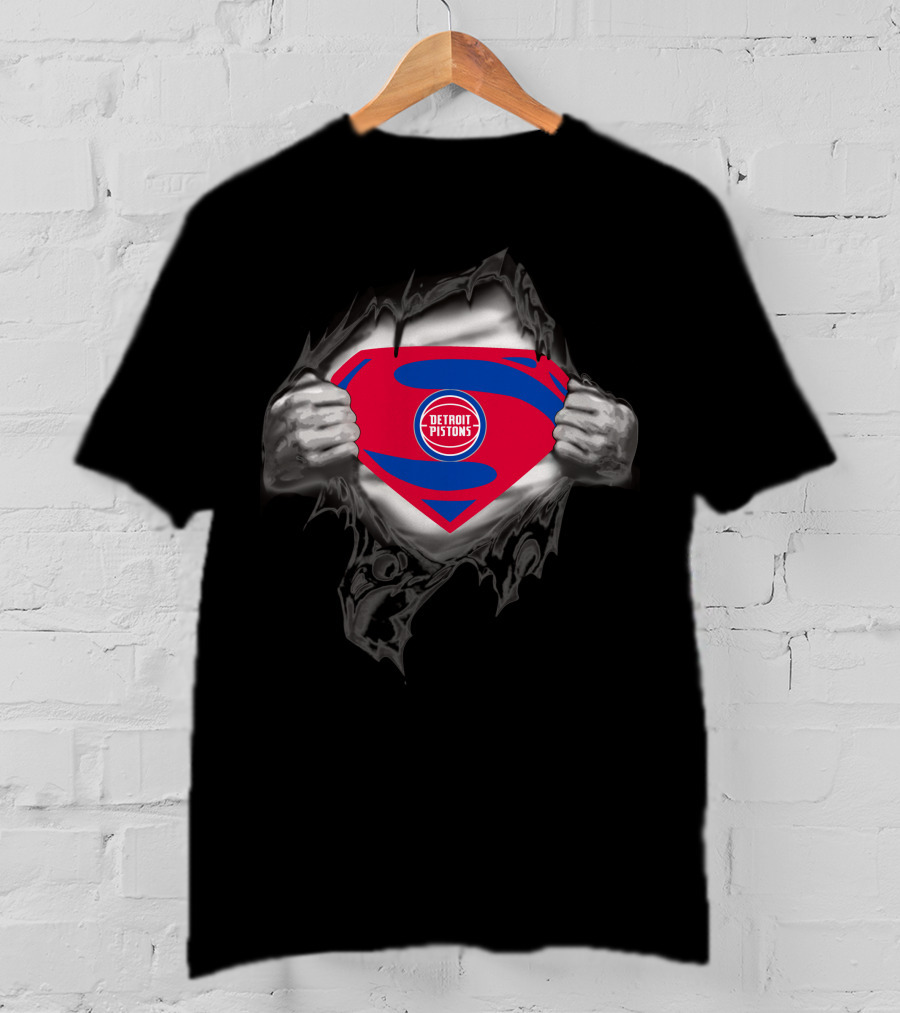 Detroit Pistons Superman Emblem Reveal Tear T-Shirt