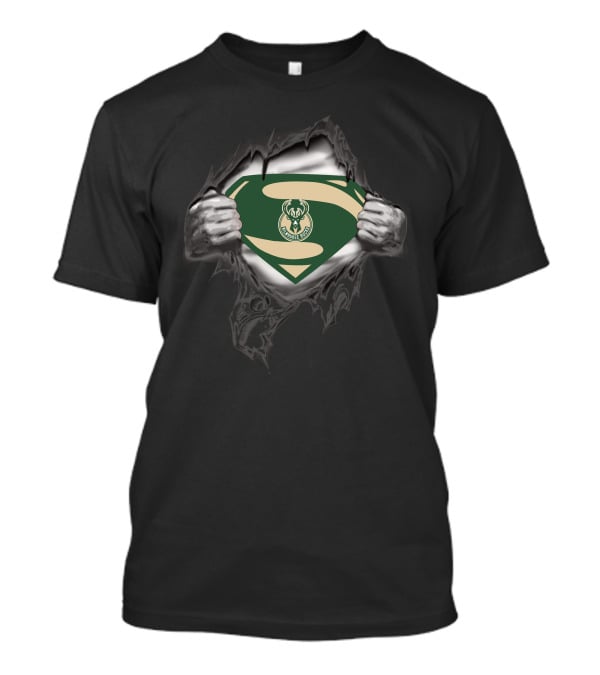 Milwaukee Bucks Logo On Superman Emblem T-Shirt