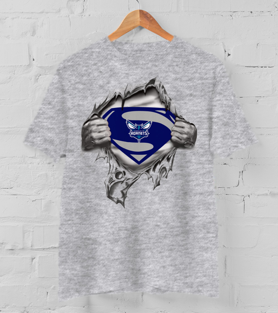 Charlotte Hornets Superman Logo Burst T-Shirt