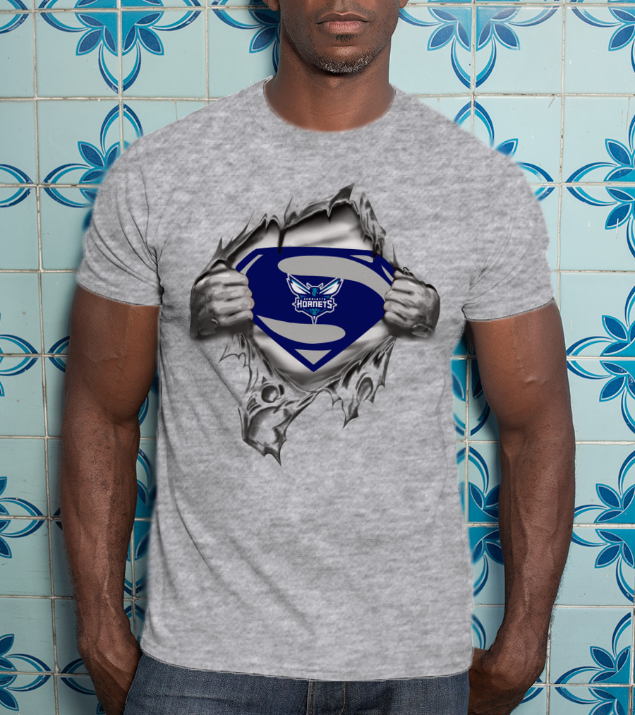Charlotte Hornets Superman Logo Burst T-Shirt