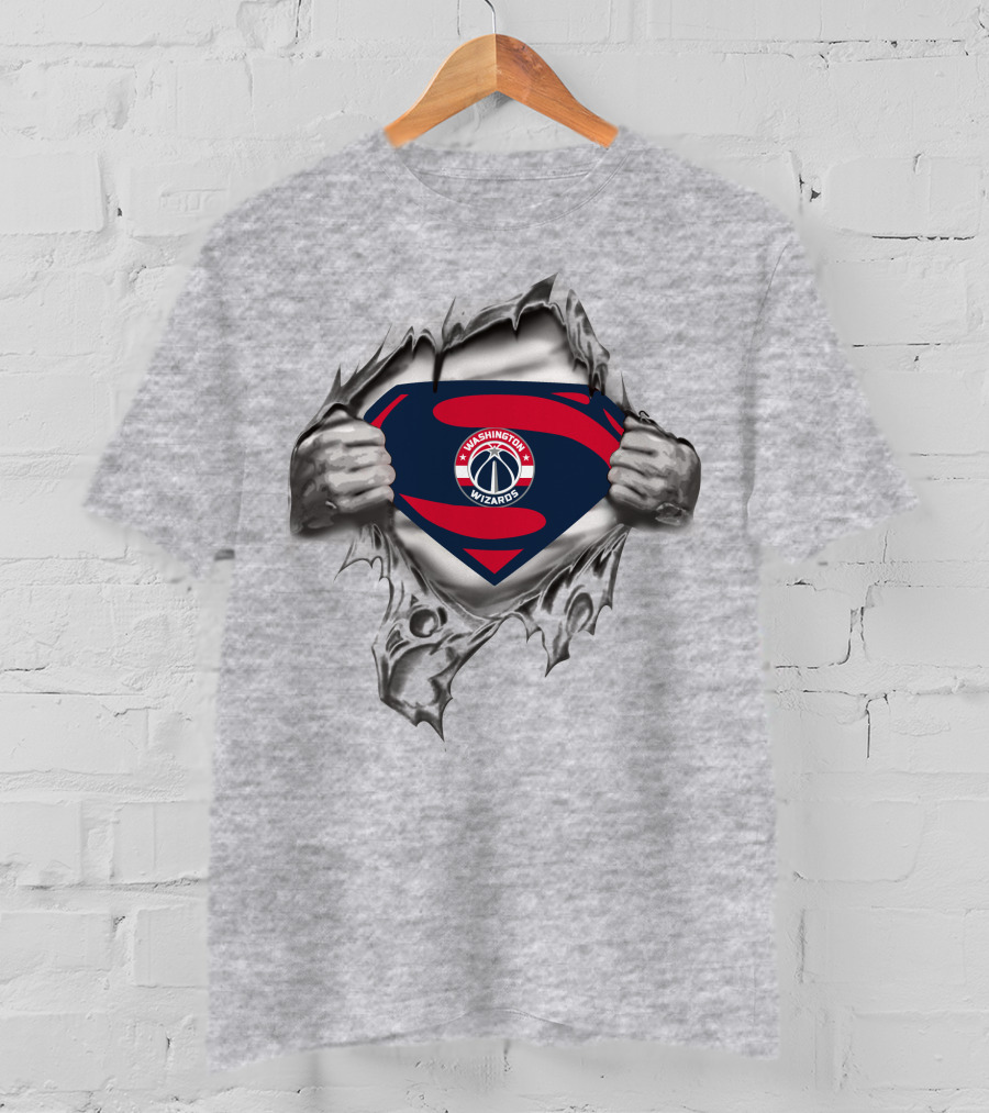 Washington Wizards Superman Shield Logo Tear Through T-Shirt