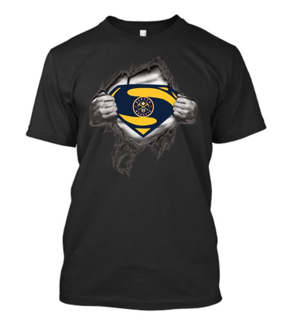 Denver Nuggets Logo Superman Emblem Busting Through T-Shirt