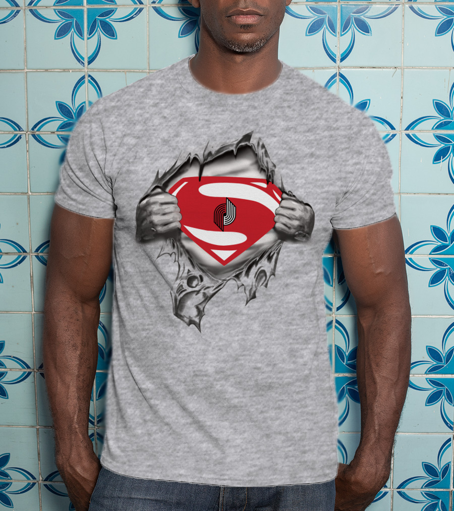 Portland Trail Blazers Superman Logo Breakthrough T-Shirt