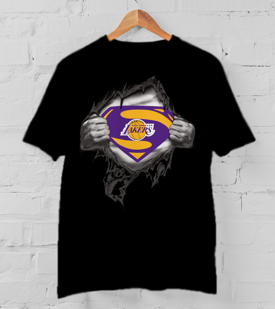 Los Angeles Lakers Superman Logo Basketball Superhero T-Shirt