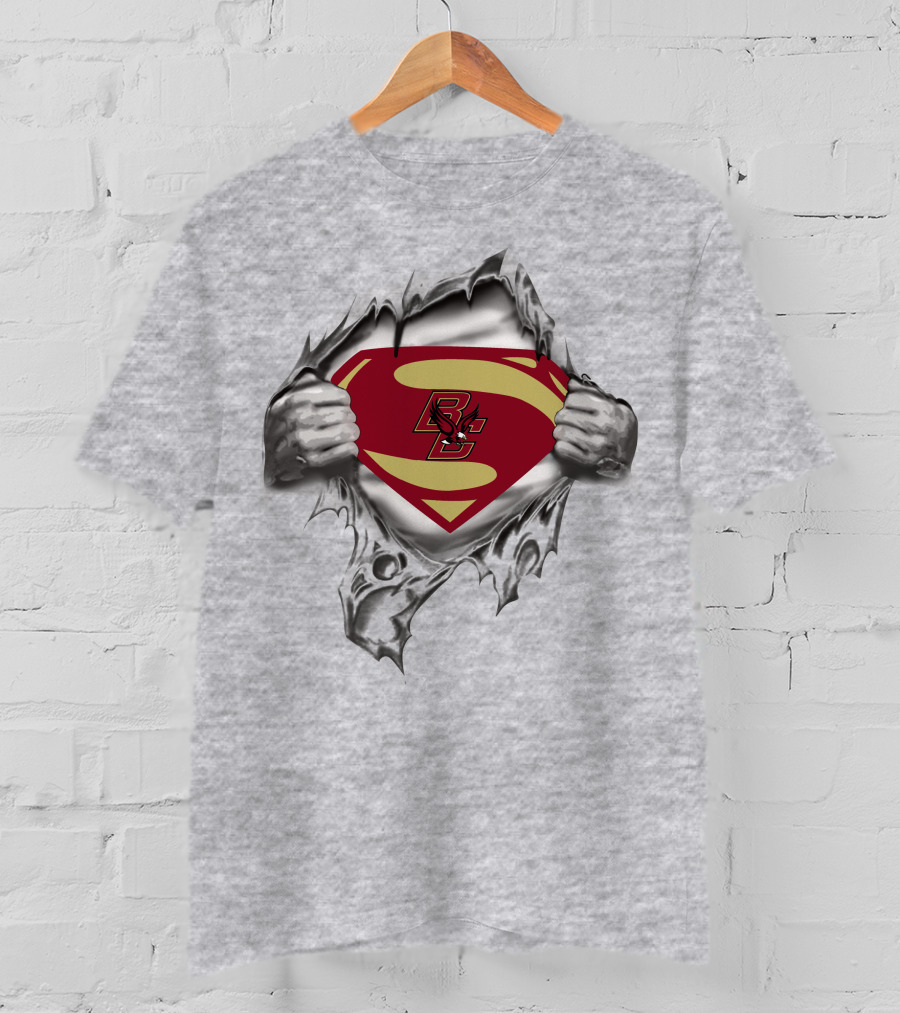 Boston College BC Superman Logo Ripped Chest T-Shirt