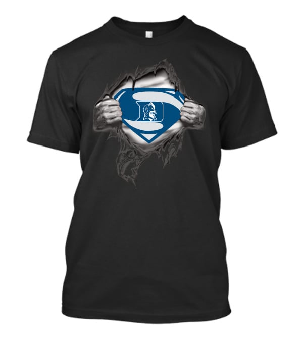 Duke Blue Devil Superman Emblem Tear Open Hands T-Shirt