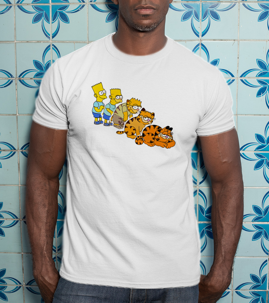 Bart Simpson Garfield Evolution Steps T-Shirt