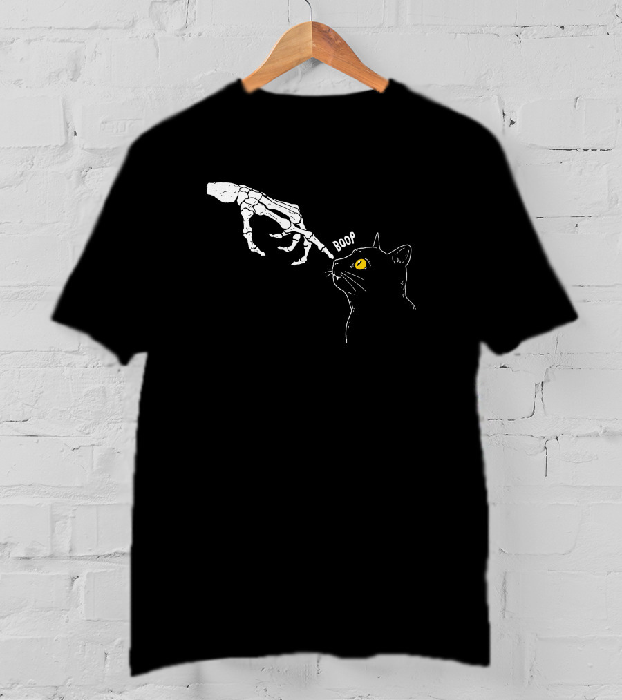 Arm The Animals Boop Spooky Cat Skeleton Hand T-Shirt