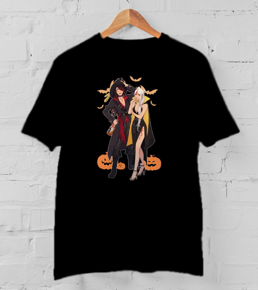 Twee Teez Halloween Couple With Pumpkins And Bats T-Shirt