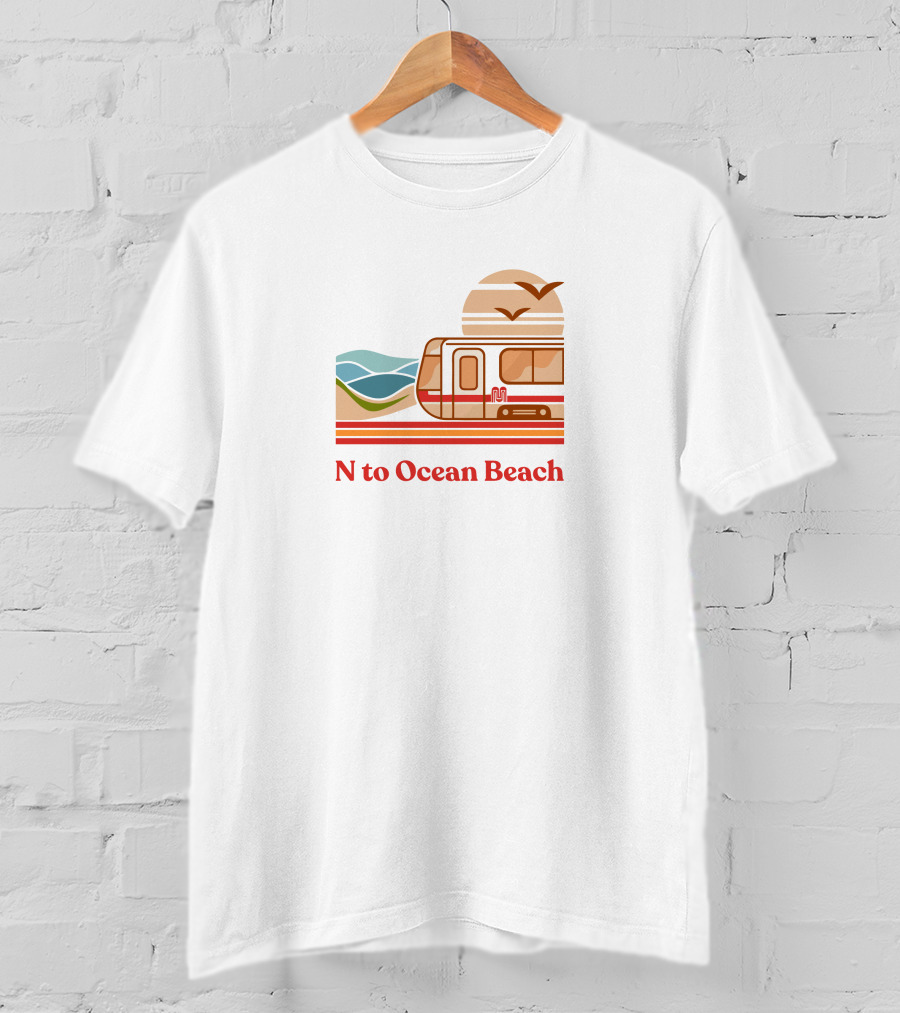 Chrisarvinsf N To Ocean Beach Tram With Scenic Coastline T-Shirt