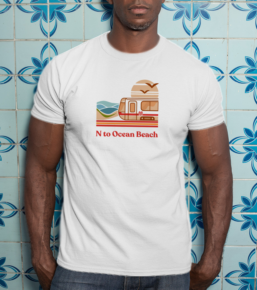 Chrisarvinsf N To Ocean Beach Tram With Scenic Coastline T-Shirt