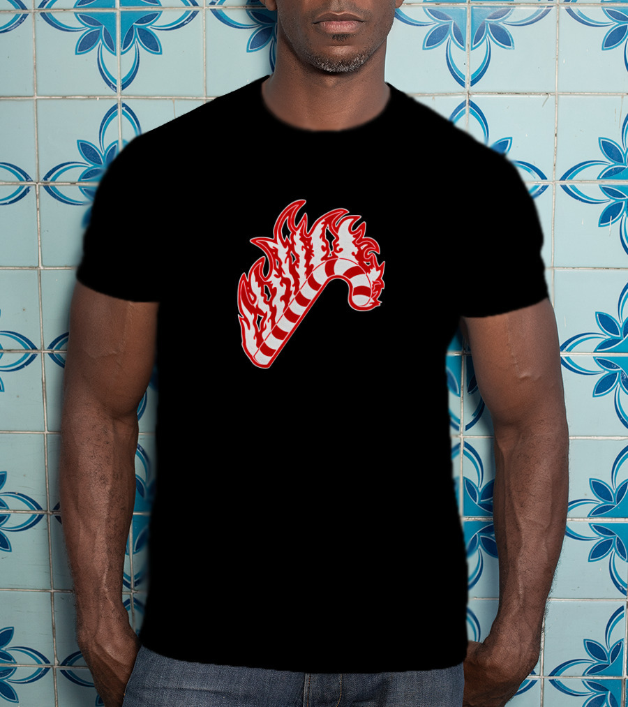 Sapnap Merch Holiday Candy Cane Flaming T-Shirt