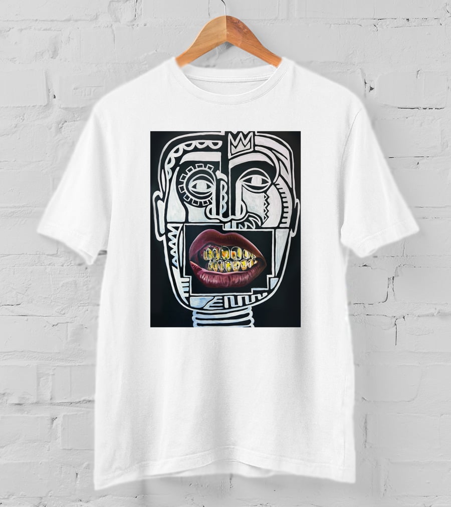Dooga Culture Champion 2.0 Abstract Face Crown And Gold Teeth T-Shirt