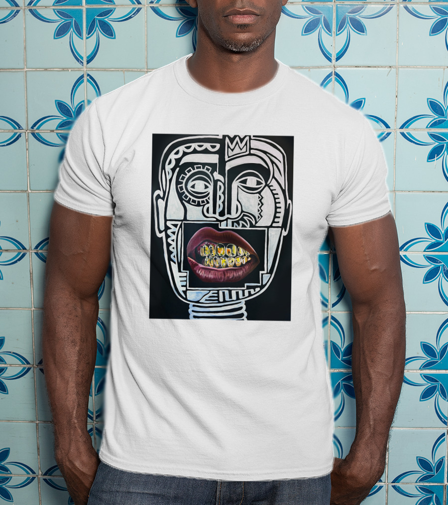Dooga Culture Champion 2.0 Abstract Face Crown And Gold Teeth T-Shirt