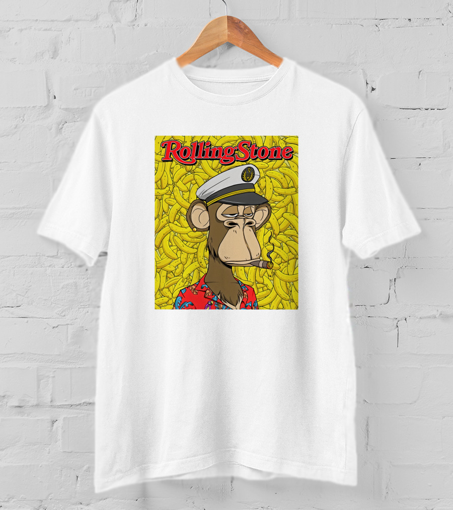 Rolling Stone Store Bored Ape Captain With Bananas Background T-Shirt