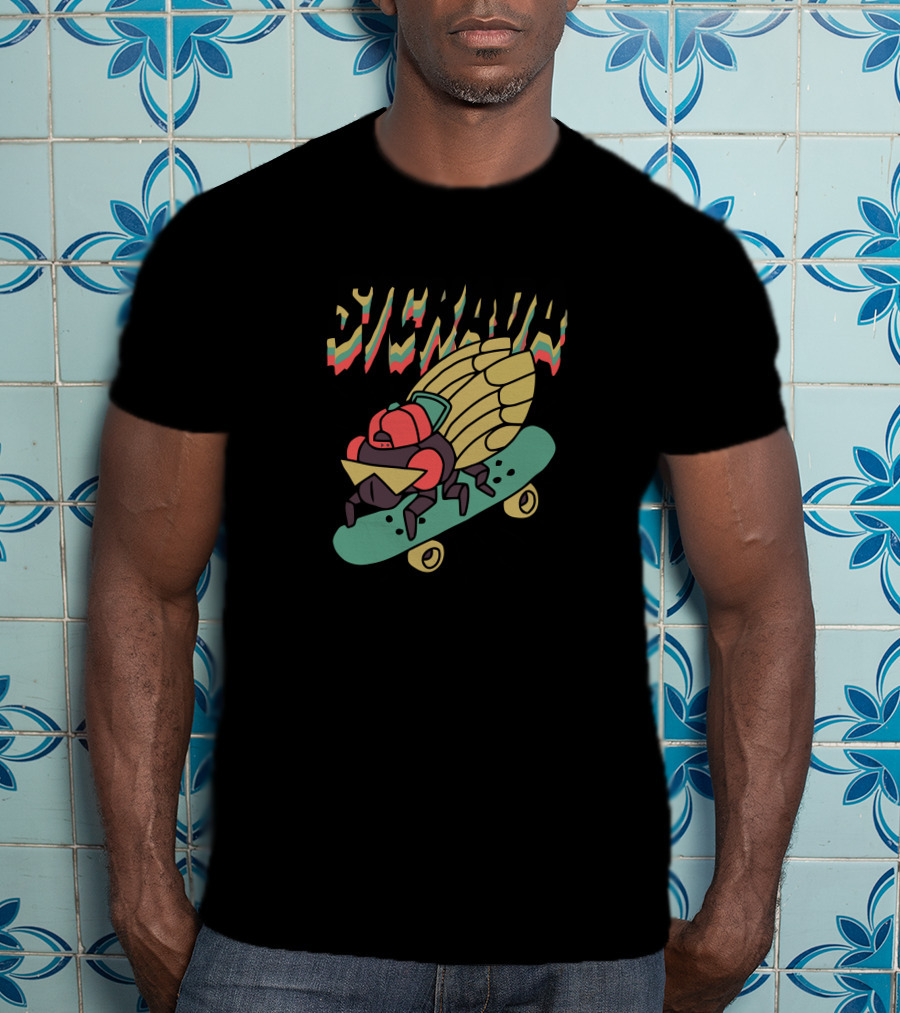 Sickada Sam King Cicada Skateboarding Fun T-Shirt