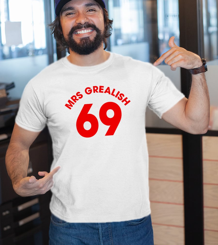 MRS GREALISH 69 Red Bold Arch Text T-Shirt