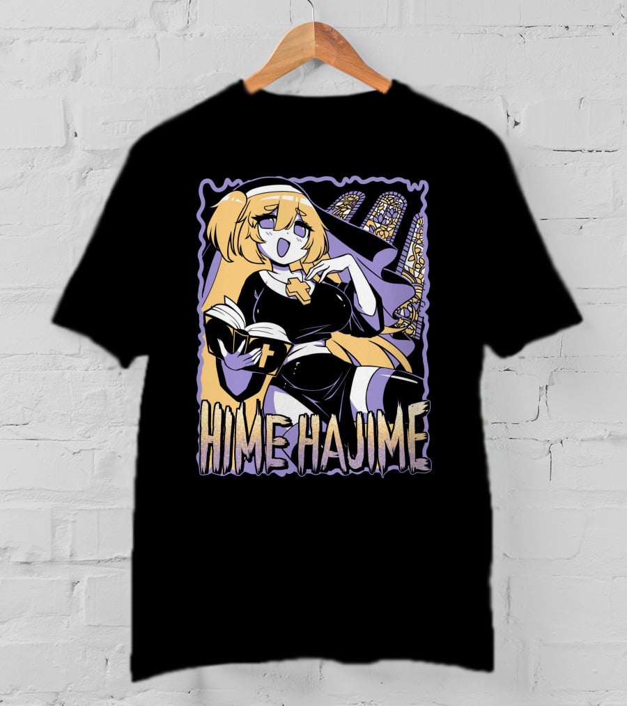 Hime Hajime Vtuber Halloween Nun Cross Book Stained Glass T-Shirt