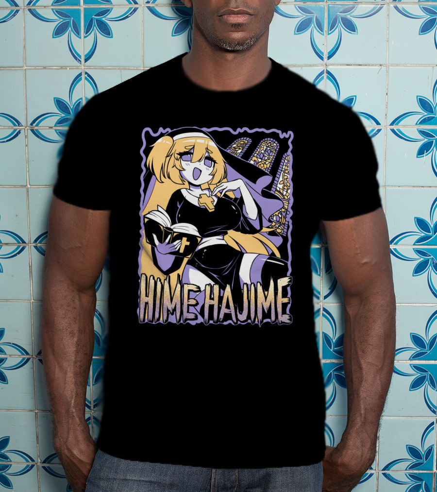 Hime Hajime Vtuber Halloween Nun Cross Book Stained Glass T-Shirt