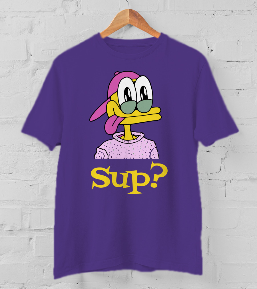 Nft Sup Ducks Purple Background Retro Cartoon T-Shirt